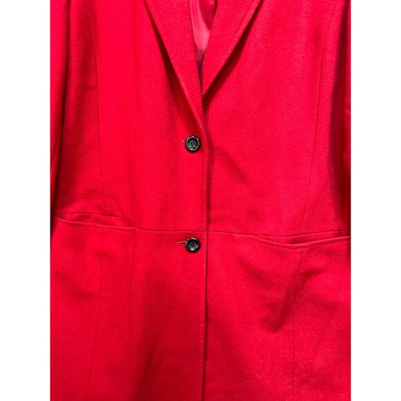 Chadwicks Women's Wool Notch Collar Button Front Long Coat Sz 12 Red Long Sleeve - Picture 8 of 12
